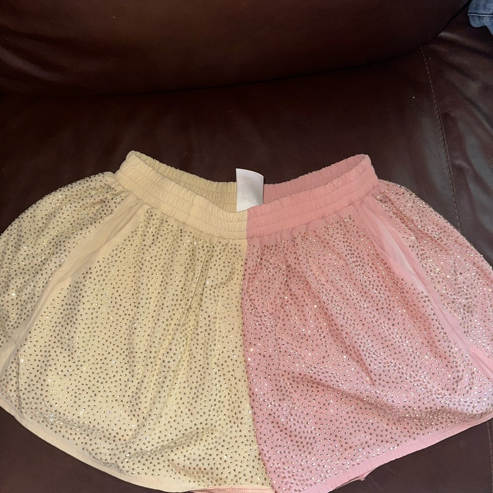 QUEEN OF SPARKLES Pink/Cream Two Toned Active Shorts
